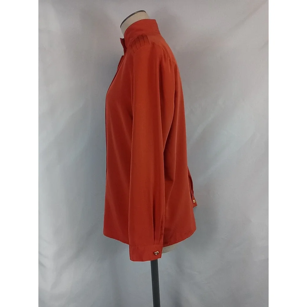 VTG Jason Roberts Dress Blouse Womens Size 8 High Neck Full Button Top 80s Style - Picture 3 of 11